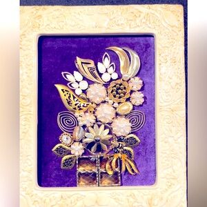 HANDMADE JEWELRY ART COLLAGE IN PURPLE/CREAM. UNIQUE HANDMADE GIFT 💝 OOAK